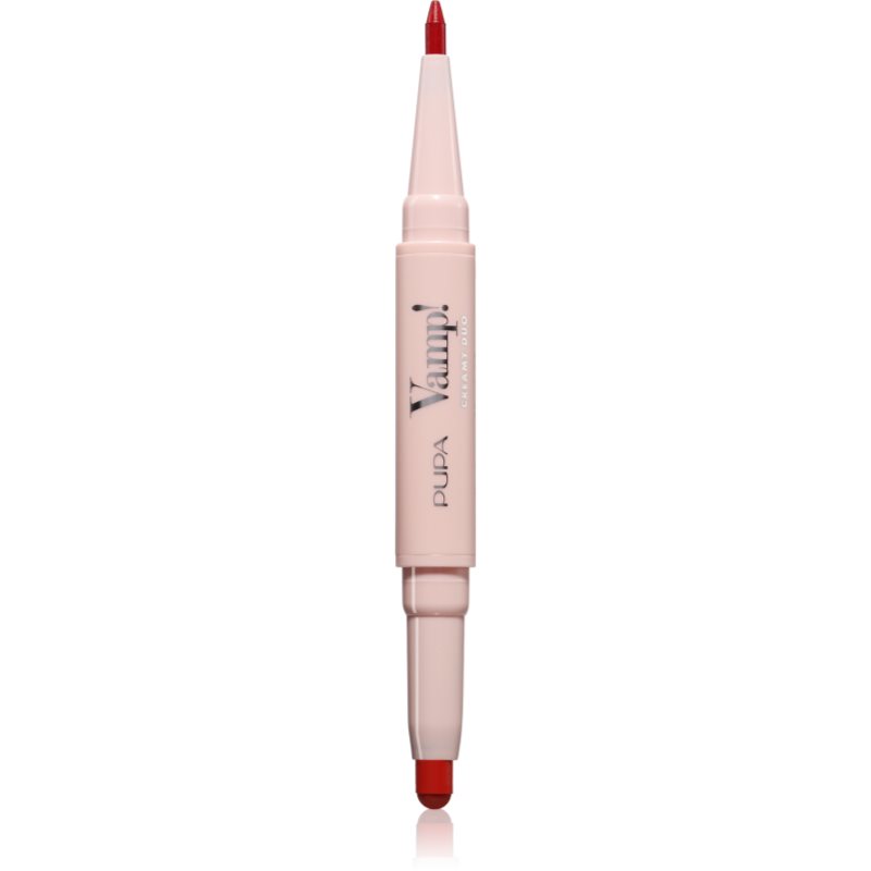 PUPA Milano Vamp! Creamy Duo ruj și creion pentru conturul buzelor 2 in 1 culoare 011 - Orange Red 0.8 g
