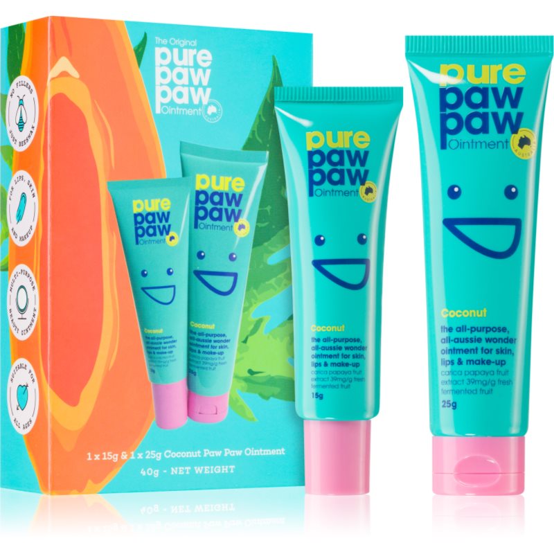 Pure Paw Paw Coconut Balsam pentru buze crapate si pielea uscata (set cadou)