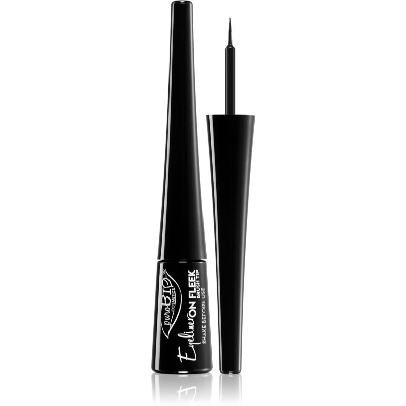 puroBIO Cosmetics On Fleek Brush Tip eyeliner cu pensula 3 ml