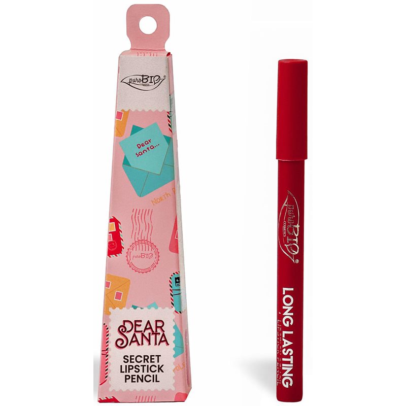 puroBIO Cosmetics Dear Santa SECRET Creion de buze de lunga durata în ambalaj cadou culoare 013 3 g