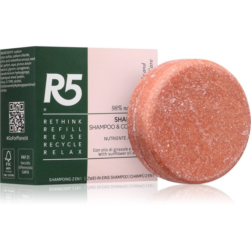 R5 Nourishing 2 in 1 șampon solid cu efect de nutritiv 70 g