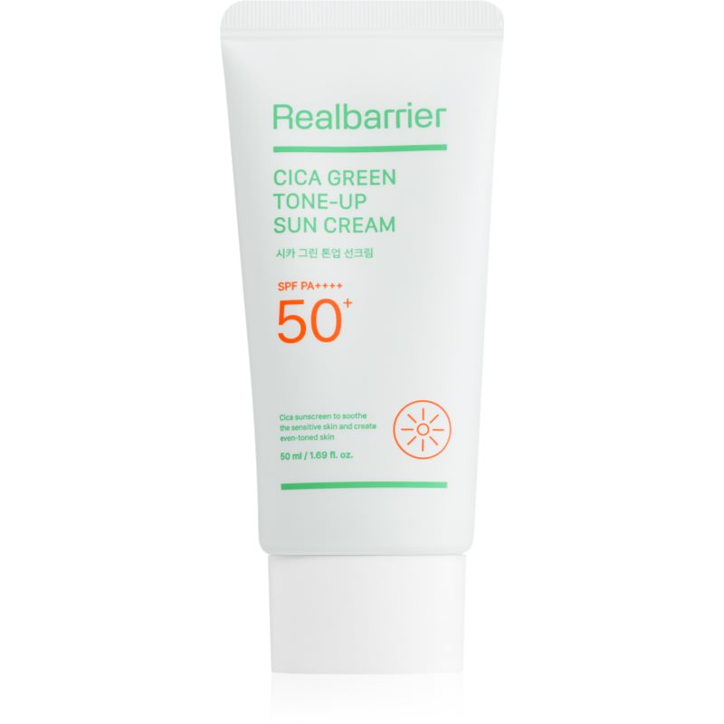 Real Barrier Cica Green Tone-Up Sun Cream crema intens hidratanta si calmanta SPF 50+ 50 ml