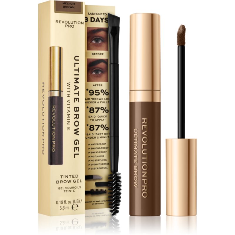 Revolution PRO Ultimate Brow Gel gel fixare pentru sprâncene culoare Medium Brown 5,8 g