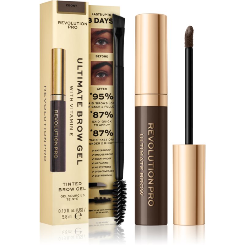 Revolution PRO Ultimate Brow Gel gel fixare pentru sprâncene culoare Ultimate Ebony 5,8 g