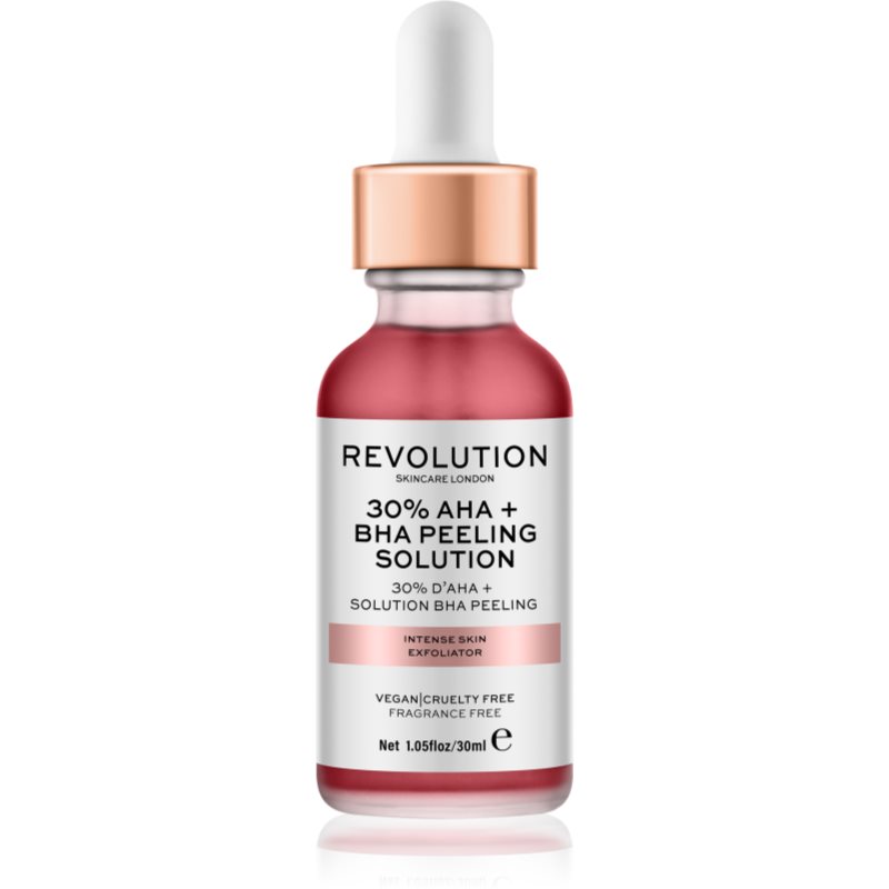 Revolution Skincare AHA + BHA 30% Peeling Solution peeling chimic intensiv pentru o piele mai luminoasa 30 ml