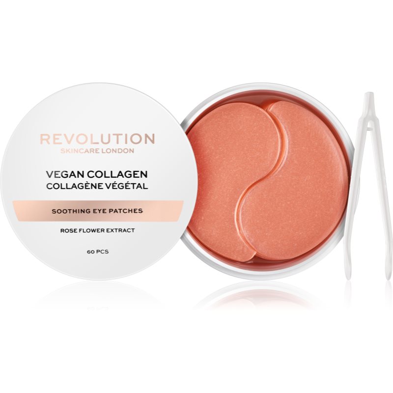 Revolution Skincare Rose Gold Vegan Collagen masca hidrogel pentru ochi cu efect calmant 60 buc