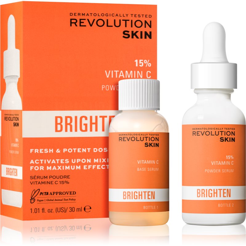 Revolution Skincare Brighten 15% VItamin C ser dublu pentru o piele mai luminoasa 30 ml