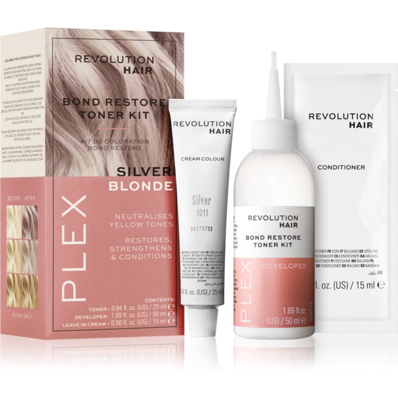 Revolution Haircare Plex Bond Restore Kit set pentru a evidentia culoarea parului culoare Silver Blonde