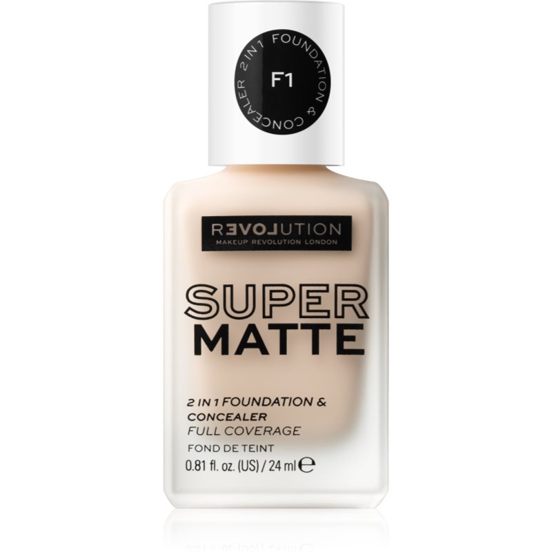 Revolution Relove Super Matte Foundation machiaj matifiant de lungă durată culoare F1 24 ml