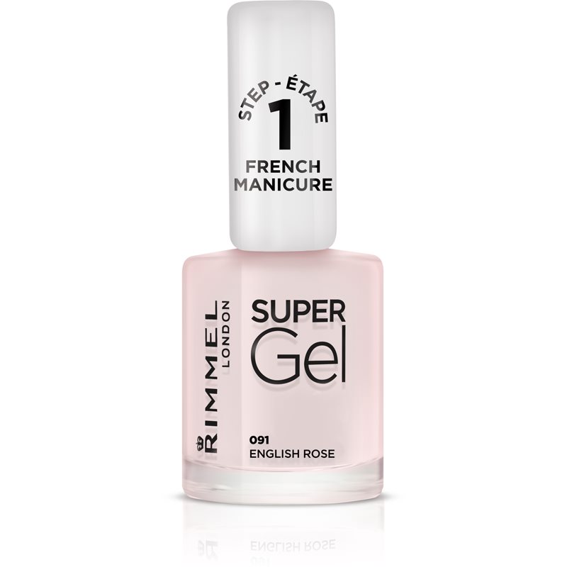 Rimmel Super Gel Step 1 lac de unghii pentru manichiura frantuzeasca culoare 091 English Rose 12 ml