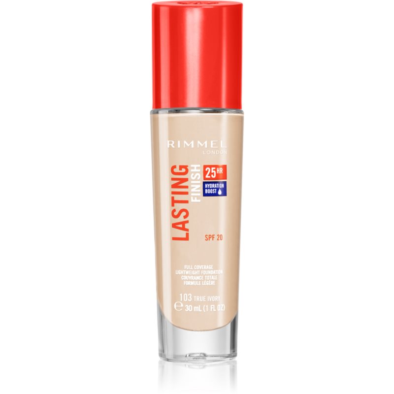 Rimmel Lasting Finish 25H fond de ten lichid SPF 20 culoare 103 True Ivory 30 ml