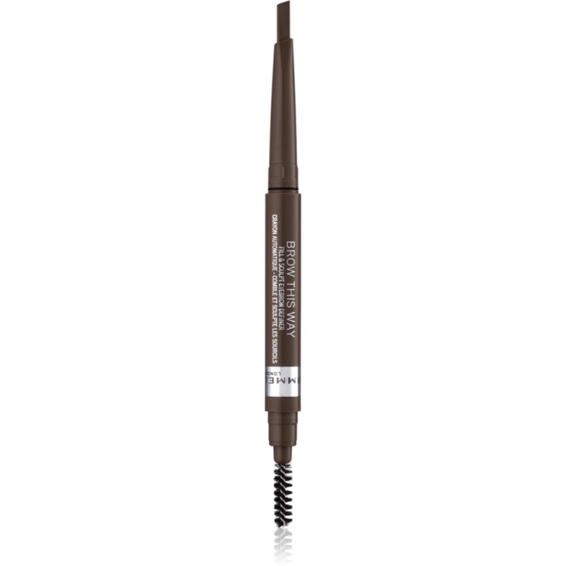 Rimmel Brow This Way creion pentru sprancene perie 2 in 1 culoare 003 Dark Brown 0,25 g