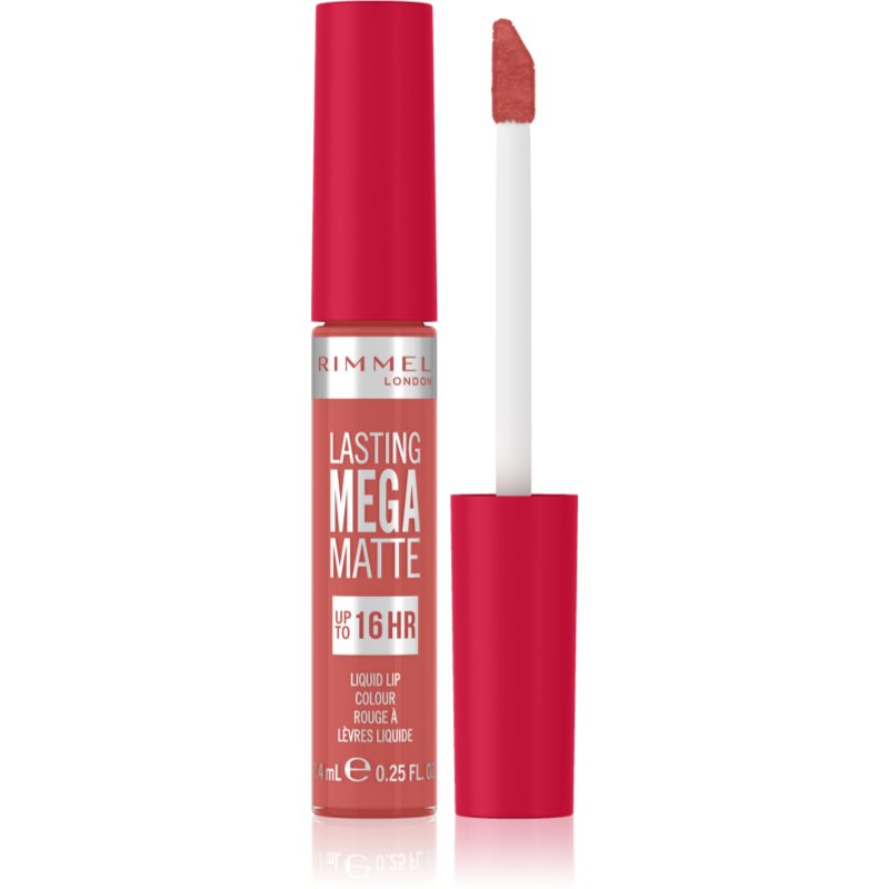 Rimmel Lasting Mega Matte ruj lichid mat, cu textură lejeră 16 de ore culoare Coral Sass 7,4 ml