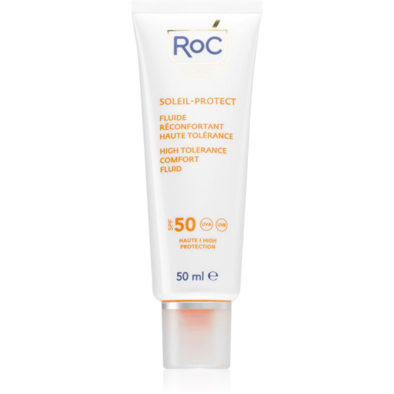 RoC Soleil Protect High Tolerance Comfort Fluid fluid pentru fata cu protectie solara SPF 50 50 ml