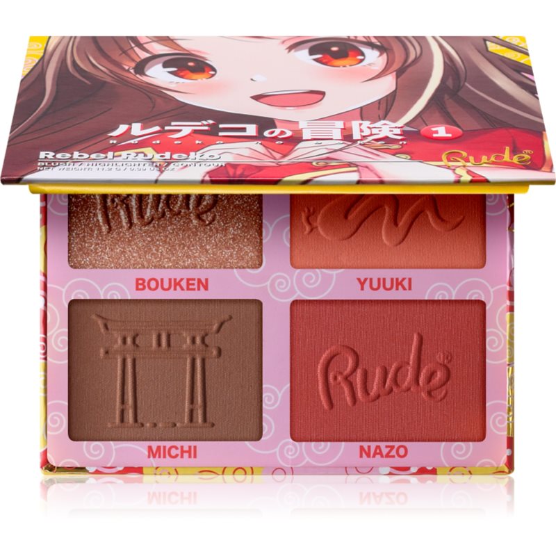 Rude Cosmetics Manga Face Palette paleta pentru fata multifunctionala faciale culoare Rebel Rudeko 11.2 g