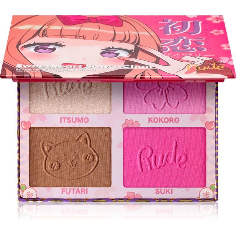 Rude Cosmetics Manga Face Palette paleta pentru fata multifunctionala faciale culoare Sweetheart Sawa-Chan 11.2 g