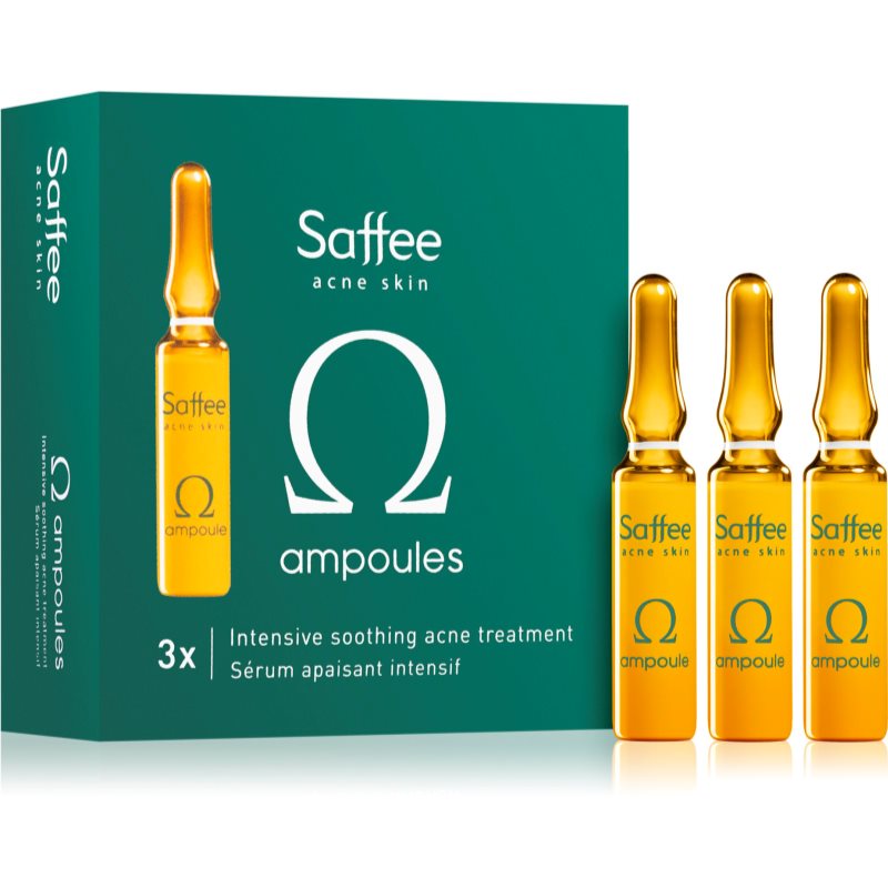 Saffee Acne Skin Omega Ampoules - 3x Intensive Soothing Acne Treatment fiolă – 3 zile de tratament de terapie intensivă pentru calmarea simptomelor acneice 3x2 ml