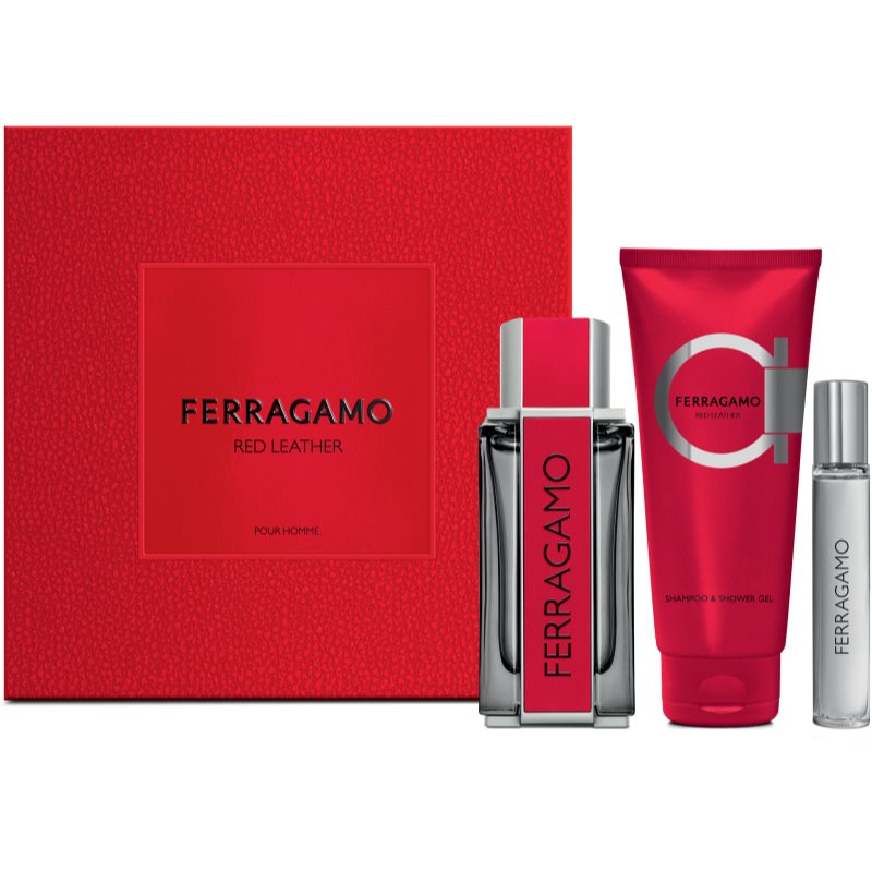 Ferragamo Red Leather set cadou pentru bărbați