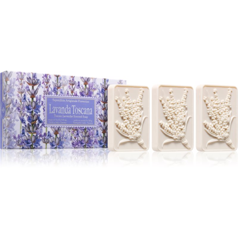 Saponificio Artigianale Fiorentino Tuscan Lavender Set set de săpunuri solide cu esente de lavanda 3x125 g