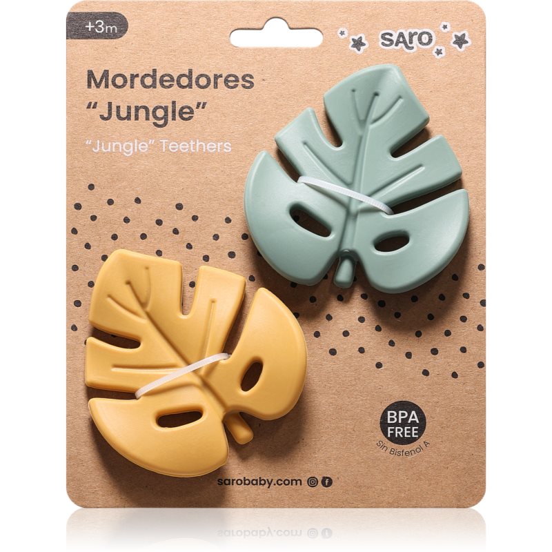 Saro Baby Jungle jucărie pentru dentiție Mint/Mustard 2 buc