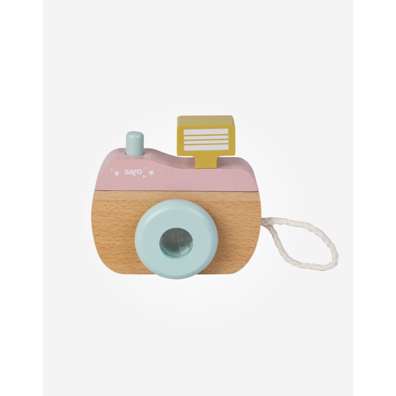 Saro Baby Wooden Camera aparat fotografic din lemn 24 m+ Pink 1 buc