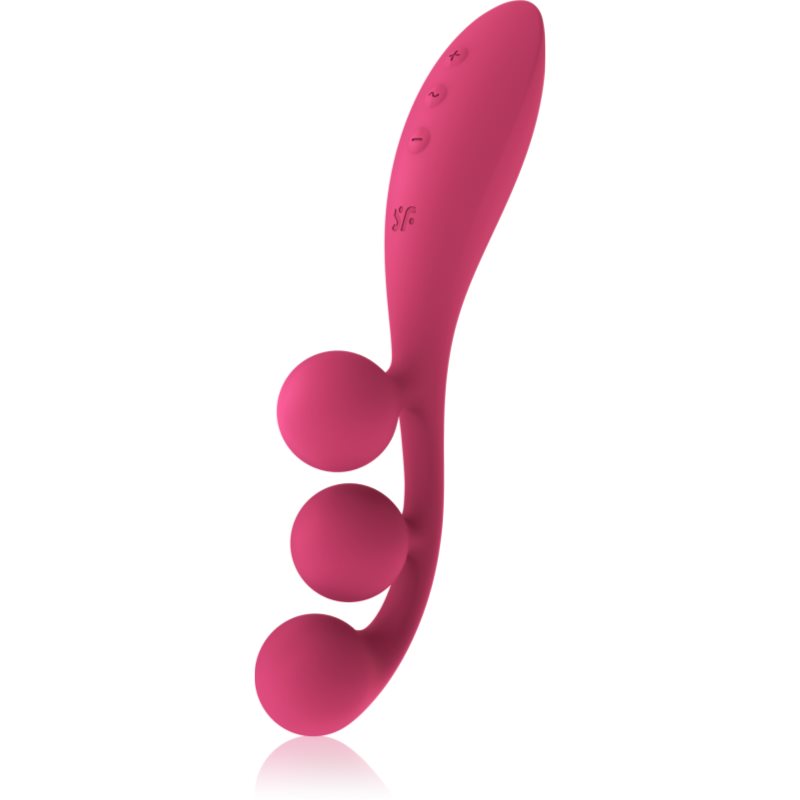 Satisfyer TRI BALL vibrator cu stimularea clitorisului Red 23,6 cm