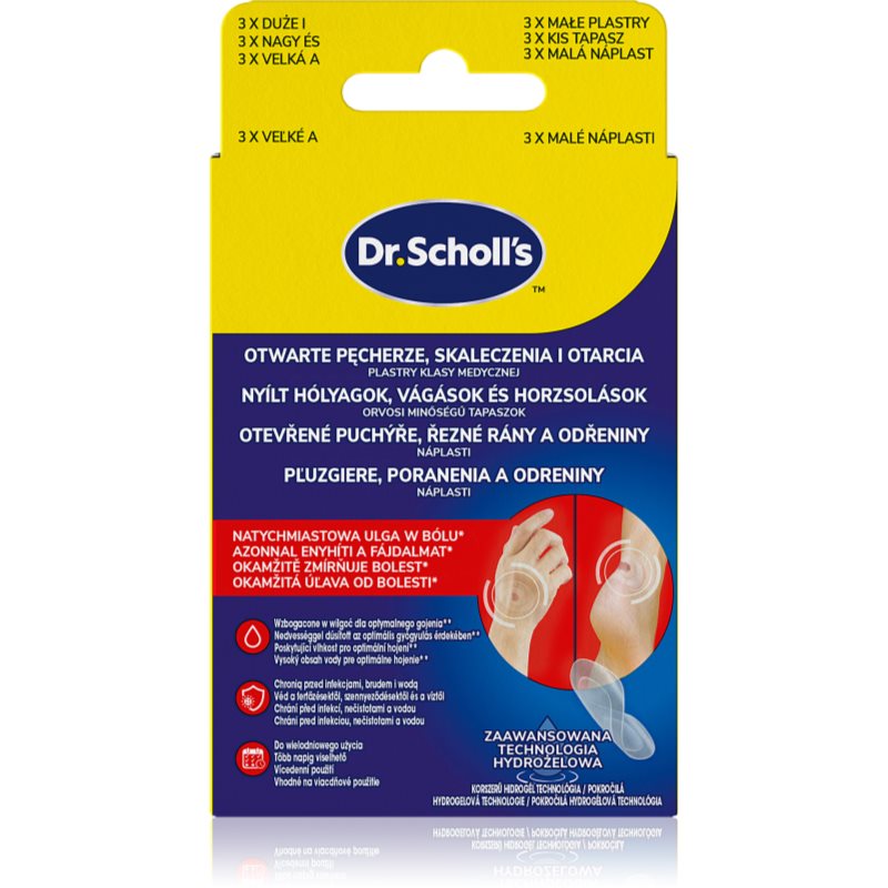 Scholl Dr. Scholls Open Blisters, Cuts and Abrasions plasture hidroactiv pentru tratamentul leziunilor superficiale ale pielii 2x3 buc