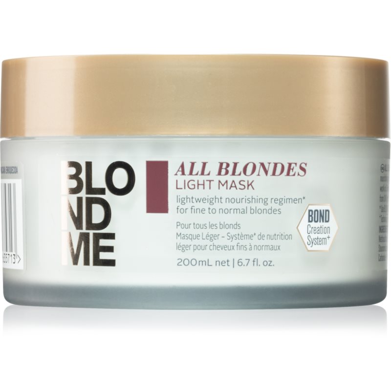 Schwarzkopf Professional Blondme All Blondes Light masca hranitoare pentru par fin si normal 200 ml