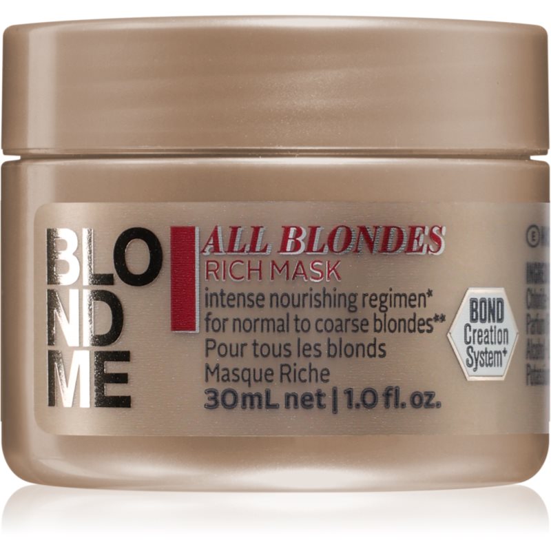 Schwarzkopf Professional Blondme All Blondes Rich masca hranitoare pentru par aspru. 30 ml