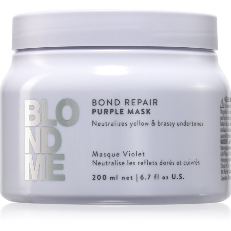 Schwarzkopf Professional Blondme Bond Repair Purple Mask Masca de par neutralizeaza tonurile de galben 200 ml