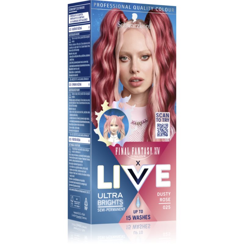 Schwarzkopf LIVE Ultra Brights or Pastel vopsea de par semi-permanenta culoare 025 Dusty Rose 1 buc