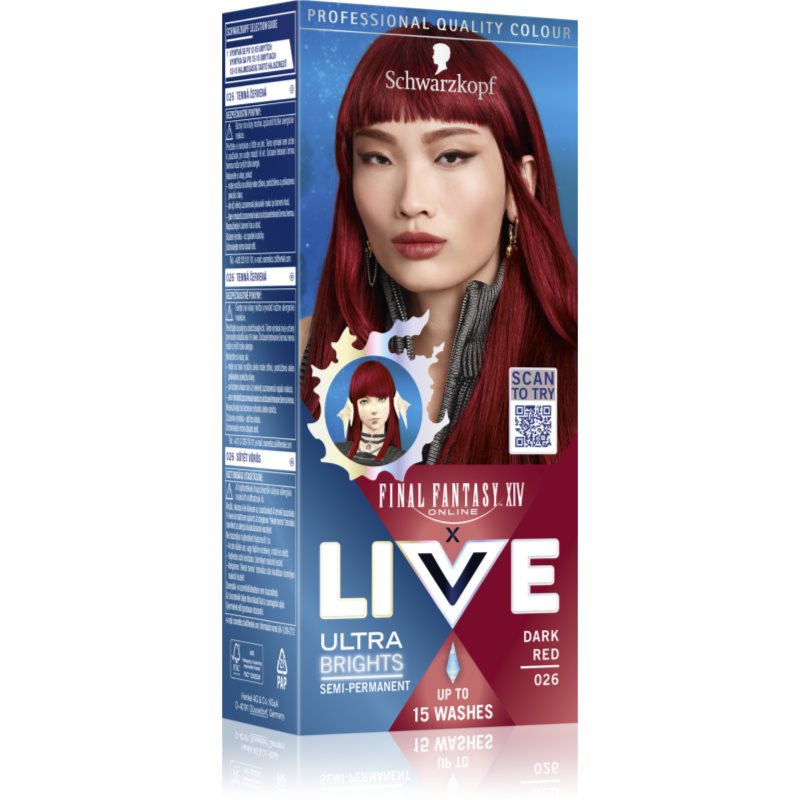 Schwarzkopf LIVE Ultra Brights or Pastel vopsea de par semi-permanenta culoare 026 Dark Red 1 buc