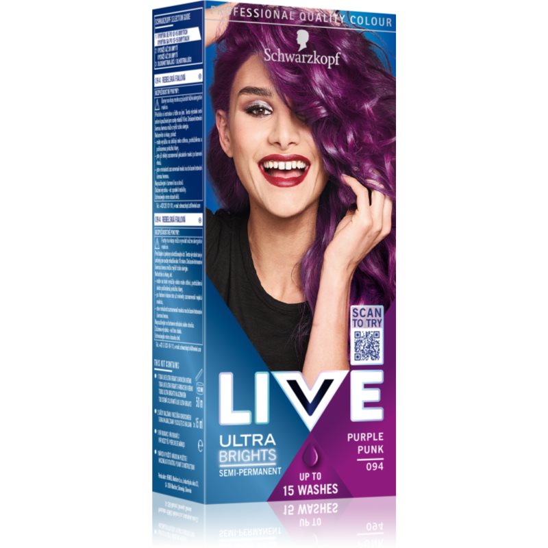 Schwarzkopf LIVE Ultra Brights or Pastel vopsea de par semi-permanenta culoare 94 Purple Punk