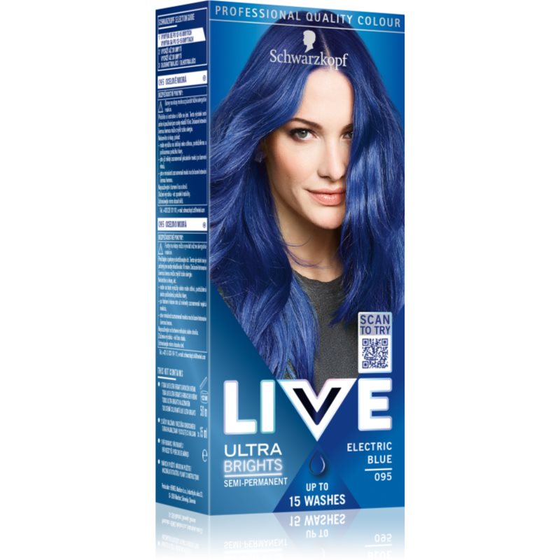 Schwarzkopf LIVE Ultra Brights or Pastel vopsea de par semi-permanenta culoare 095 Electric Blue