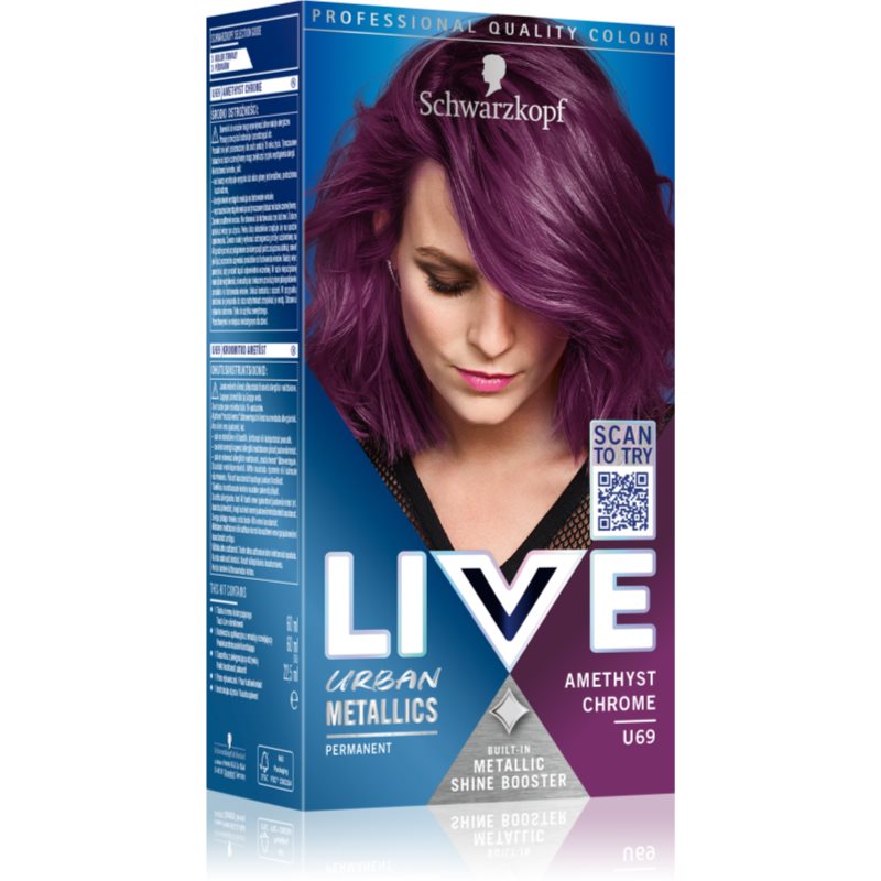 Schwarzkopf LIVE Urban Metallics Culoare permanenta pentru par culoare U69 Amethyst Chrome 1 buc