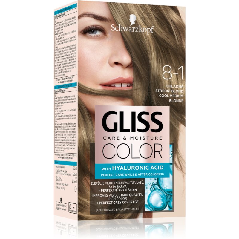 Schwarzkopf Gliss Color Culoare permanenta pentru par culoare 8-1 Cool Medium Blonde 1 buc