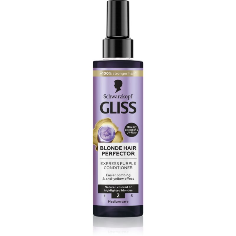 Schwarzkopf Gliss Blonde Hair Perfector balsam (nu necesita clatire) neutralizeaza tonurile de galben 200 ml