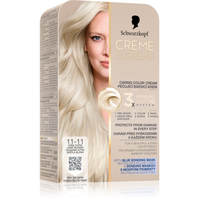 Schwarzkopf Creme Supreme Culoare permanenta pentru par cu subton rece culoare 11-11 Cool Ultra Light Blonde 60 ml