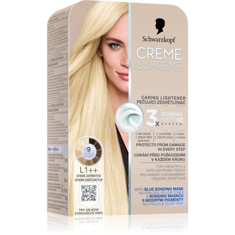 Schwarzkopf Creme Supreme Culoare permanenta pentru par pentru decolorarea părului culoare L1++ Extreme Lightener Plus 60 ml