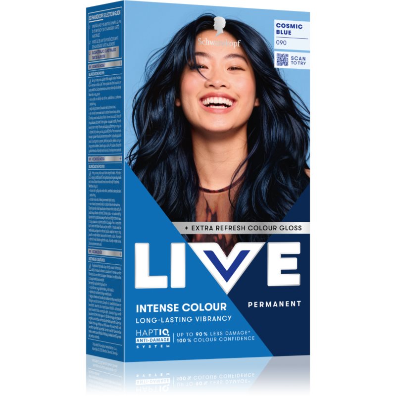 Schwarzkopf LIVE Intense Colour Culoare permanenta pentru par culoare 090 Cosmic Blue 1 buc