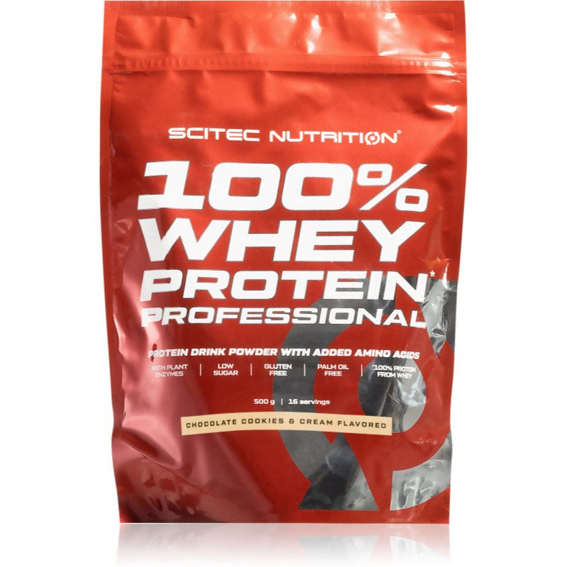 Scitec Nutrition 100% Whey Protein Professional proteine din zer cu enzime digestive aroma Chocolate Cookie Cream 500 g