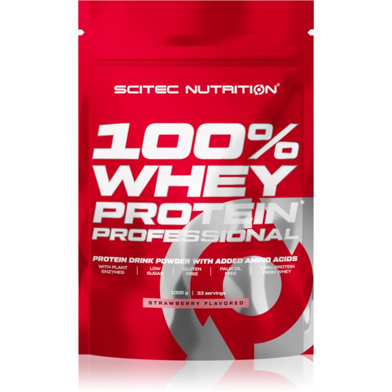 Scitec Nutrition 100% Whey Protein Professional proteine din zer cu enzime digestive aroma Strawberry 1000 g