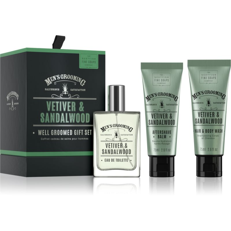 Scottish Fine Soaps Well Groomed Gift Set Vetiver & Sandalwood set cadou pentru bărbați