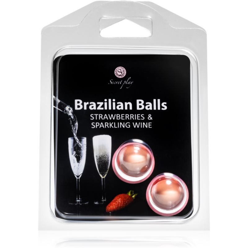 Secret play Brazilian 2 Balls Set ulei pentru corp Strawberry and Sparkling Wine 8 g