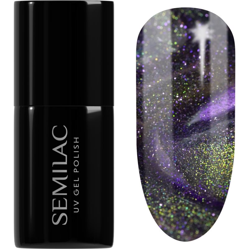 Semilac UV Hybrid Galaxy Flash unghii cu gel folosind UV / lampă cu LED culoare 825 Cyber Violet 7 ml