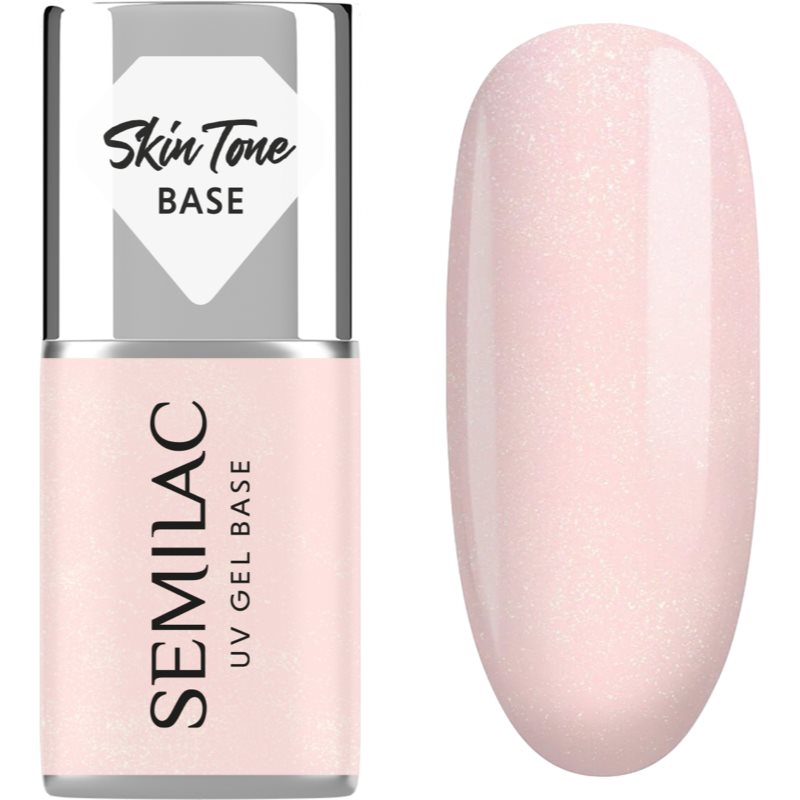 Semilac UV Gel Base Skin Tone Base baza gel pentru unghii culoare Glitter Rose 7 ml