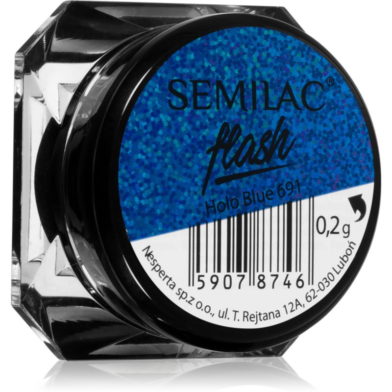 Semilac Flash pudra cu particule stralucitoare pentru unghii culoare Holo Blue 691 0,2 g