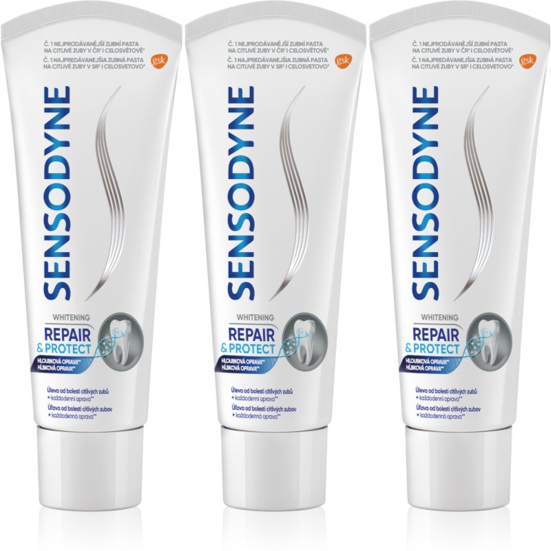 Sensodyne Repair & Protect Whitening pasta de dinti pentru albire pentru dinti sensibili 3x75 ml