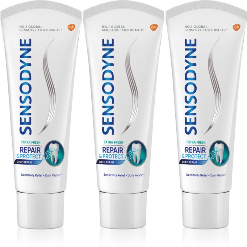 Sensodyne Repair & Protect Extra Fresh pastă de dinți pentru a proteja dintii si gingiile 3 x 75 ml
