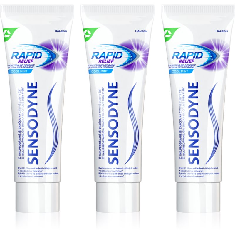 Sensodyne Rapid Cool Mint pasta de dinti cu Fluor pentru dinti sensibili 3x75 ml